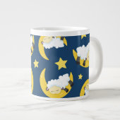羊のパターン,眠っている羊,月,星 ジャンボコーヒーマグカップ (正面右)