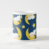 羊のパターン,眠っている羊,月,星 ジャンボコーヒーマグカップ (正面)