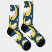 羊のパターン，眠っている羊，月，星 ソックス (右)