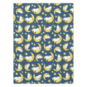 羊のパターン，眠っている羊，月，星 テーブルクロス (正面)