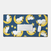羊のパターン，眠っている羊，月，星 デスクマット (キーボード&マウス)