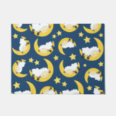 羊のパターン，眠っている羊，月，星 ドアマット (正面)