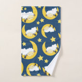 羊のパターン，眠っている羊，月，星 バスタオルセット (ハンドタオル)