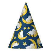 羊のパターン，眠っている羊，月，星 パーティーハット (左)