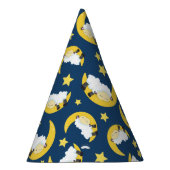 羊のパターン，眠っている羊，月，星 パーティーハット (右)