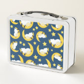 羊のパターン，眠っている羊，月，星 メタルランチボックス (裏面)