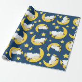 羊のパターン，眠っている羊，月，星 ラッピングペーパー (アンロールド)