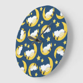 羊のパターン,眠っている羊,月,星 ラージ壁時計 (傾斜)