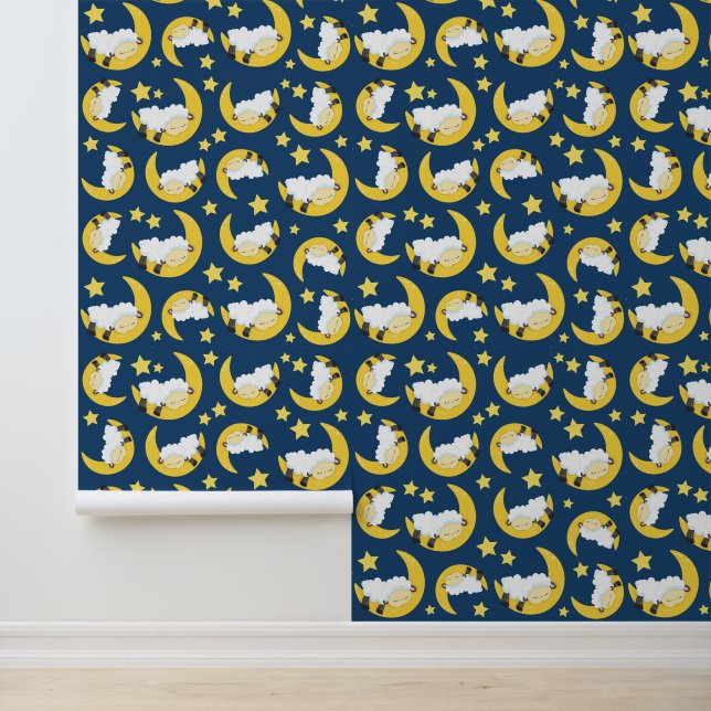 羊のパターン，眠っている羊，月，星 壁紙 (アプリケーション)