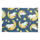 羊のパターン，眠っている羊，月，星 枕カバー (裏面)