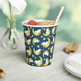 羊のパターン,眠っている羊,月,星 紙コップ
