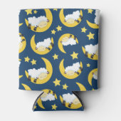 羊のパターン，眠っている羊，月，星 缶クーラー (正面)