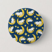 羊のパターン,眠っている羊,月,星 缶バッジ (正面)