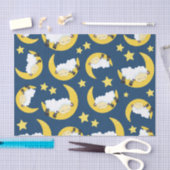 羊のパターン，眠っている羊，月，星 薄葉紙 (クラフト)