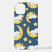 羊のパターン，眠っている羊，月，星 iPhoneケース (裏面)