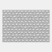 羊のパターン – 黒、白、グレー ラッピングペーパーシート (正面3)