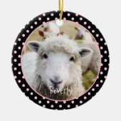 羊のパーソナライズされた陶芸オーナメント セラミックオーナメント (正面)