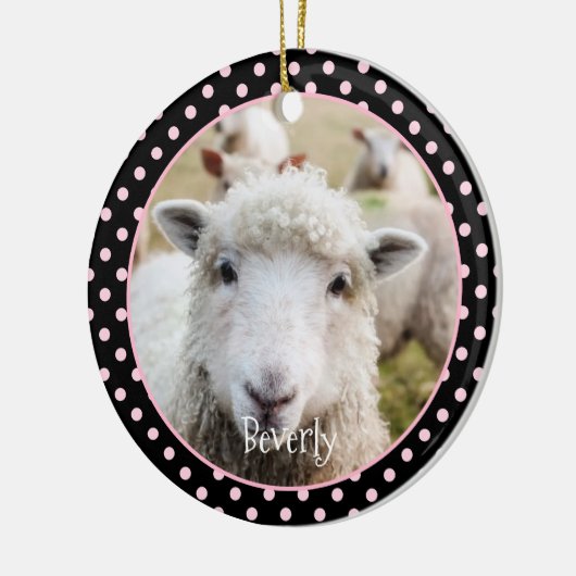 羊のパーソナライズされた陶芸オーナメント セラミックオーナメント (左)