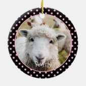 羊のパーソナライズされた陶芸オーナメント セラミックオーナメント (裏面)