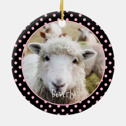 羊のパーソナライズされた陶芸オーナメント セラミックオーナメント (裏面)
