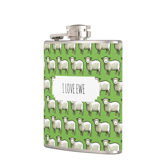 羊のピクセルおもしろいパターンの群れが大好き フラスク (左)