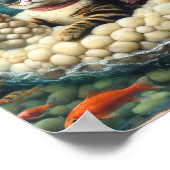 羊のフロートに乗ったかわいい猫 ポスター (角)