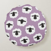 羊のプリント/糸の繊維愛好家{あなたの色} ラウンドクッション (裏面)