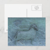 羊のレリーフ、 浮き彫り ポストカード (正面/裏面)