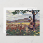 羊のヴィンテージ ポストカード (正面/裏面)