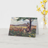 羊の世話 カード (黄色い花)