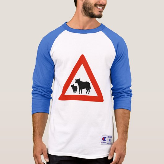 羊の交差点，ノルウェー，交通標識 Tシャツ (正面)