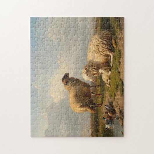 羊の子羊とアヒル | ユージェーヌジョセフヴェルボエクホーフェン ジグソーパズル (縦)