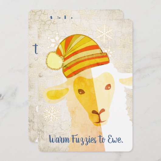 羊の帽子の編み物かぎ手工芸品クリスマスカード シーズンカード (正面/裏面)