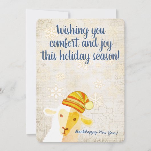 羊の帽子の編み物かぎ手工芸品クリスマスカード シーズンカード (裏面)