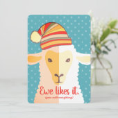 羊の帽子の編み物かぎ手工芸品クリスマスカード シーズンカード (スタンド正面)