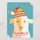羊の帽子の編み物かぎ手工芸品クリスマスカード シーズンカード (正面/裏面)