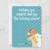 羊の帽子の編み物かぎ手工芸品クリスマスカード シーズンカード (裏面)