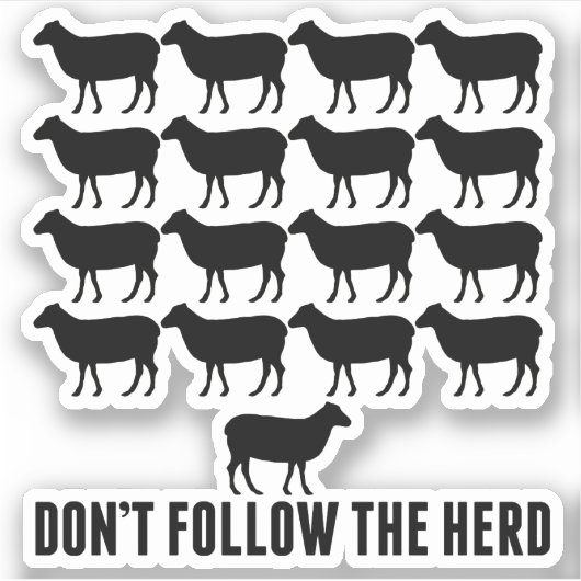 羊の後を追群れ – 自分自身でいなさい シール (正面)