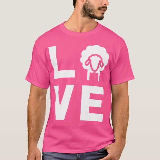 羊の恋人と愛おもしろいの囁き Tシャツ (正面)