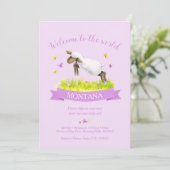 羊の愛らしい歓迎 世界へようこそ 紫 招待状 (スタンド正面)