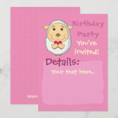 羊の招待ピンク 招待状 (正面/裏面)