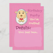 羊の招待状ピンク 招待状 (正面/裏面)