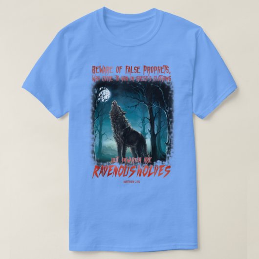 羊の服を着た預言者たちに気を付ける Tシャツ (デザイン正面)