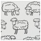 羊の模様-白黒 ファブリック (クローズアップ)