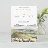 羊の水彩招待状 招待状 (スタンド正面)