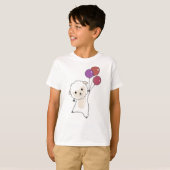羊の甘い動物が子どものために風船を飛ばす Tシャツ (正面フル)