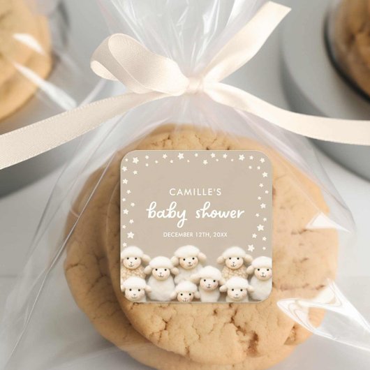 羊の男女兼用赤ちゃんシャワー スクエアシール