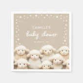 羊の男女兼用赤ちゃんシャワー スタンダードカクテルナプキン (正面)