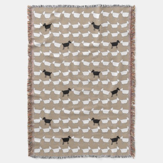 羊の白と黒い羊のおもしろいの投げ スローブランケット (正面縦)