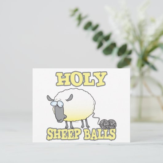 羊の糸を解くおもしろい神聖なヒツジの玉 ポストカード (スタンド正面)